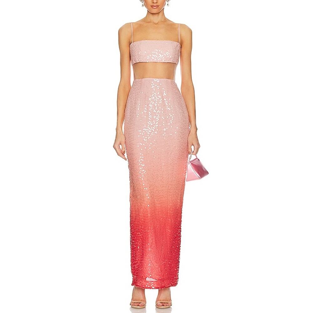Sau Lee Sequined Ombre Coral Talia Dress Size 2